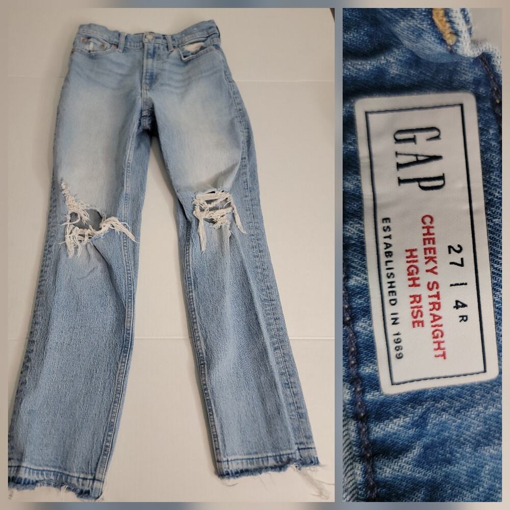 GAP Jeans Womens Sz 27 Cheeky Straight High Rise Medium Vintage Stretch